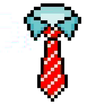 Striped red necktie collar in pixel art style vector