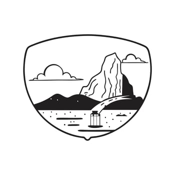 illustration art logo geometric ice peak rock mountain iceberg adventure ice peak vector