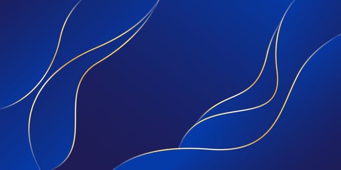Abstract blue luxury wave background with gold lines. Elegant modern wallpapers vector