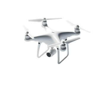 A white drone flying in the air png