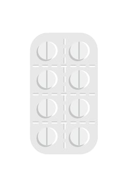 Pills blister isolated on white background, treatment of diseases and pain, pills medicine packs, vitamins, antibiotics vector