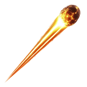 Flaming Meteor with Glowing Molten Tail for Astronomy and Space Enthusiasts on transparent background png