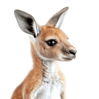 Full Body View of a Young Red Kangaroo Isolated on White Background on transparent background png