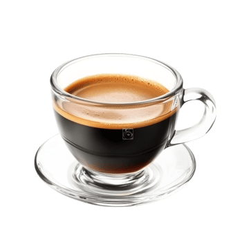 Glass Cup of Espresso Coffee Isolated on White Background for Beverage Promotion on transparent background png