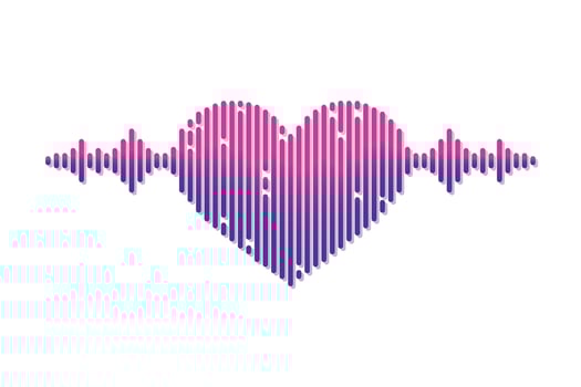 Sound wave heart icon isolated on white background. Love music equalizer vector