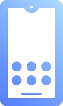 A blue and white phone icon with a circle in the middle vector