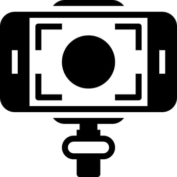 A camera on a tripod with a white background vector