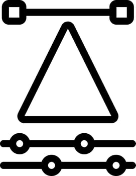 A triangle with a line connecting it to a line vector
