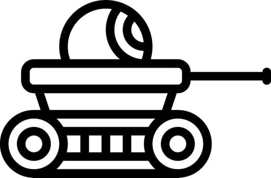 A black and white drawing of a tank vector