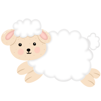 Cartoon of a white sheep jumping png