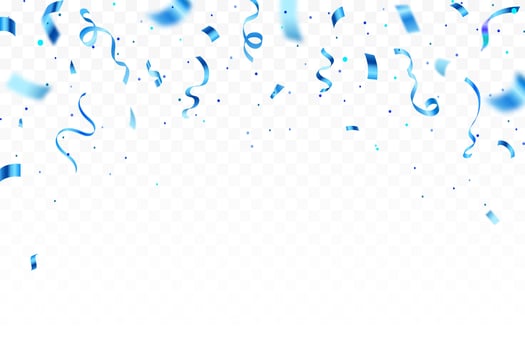 Blue confetti. Confetti celebration party background design, Falling shiny blue confetti isolated on background. Party, birthday, Holiday banner template vector