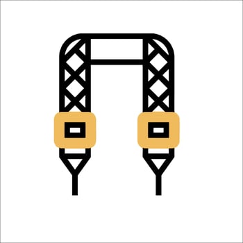 A black and yellow sign with a crane on it vector