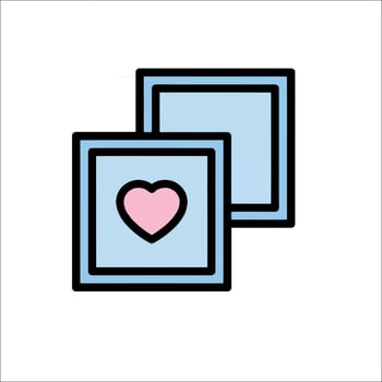 A heart is shown in a square frame vector