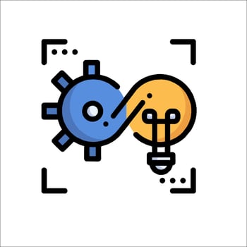 A light bulb and gears icon vector
