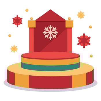 3d render of christmas background with festive podium and snowflakes. Elegant product stand. vector