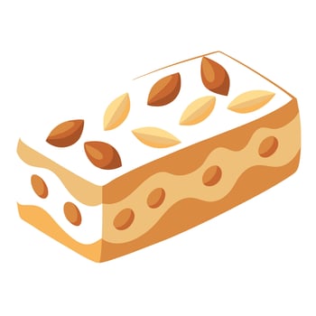 Almond cake with nuts and nuts vector