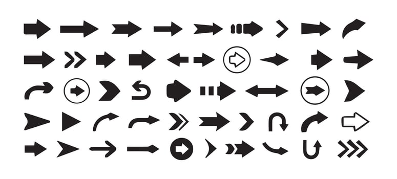 Set black arrows for web design. Illustration eps 10 vector