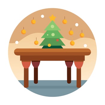 Blur bookeh ligh on background. Wooden table. Party decoration xmas christmas vibe. Graphic Art vector