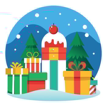 Christmas background with isolated christmas gifts. Imagery of a fictitious Xmas scenery vector