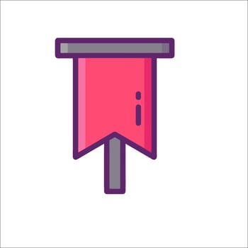 A pink flag with a red arrow on it vector