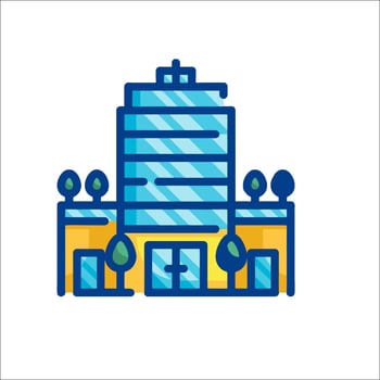 A building with trees and a clock on it vector