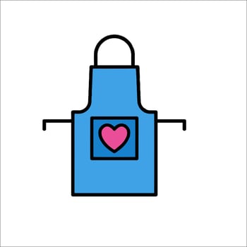 A blue apron with a pink heart on it vector
