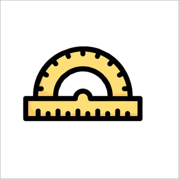 A yellow protractor icon on a white background vector