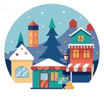 Christmas market in winter city. winter street market vector