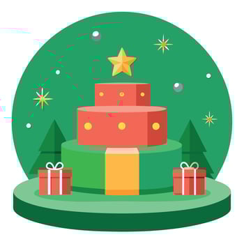 Christmas podium for product shooting with green background vector