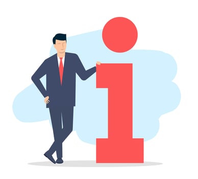 A young man in a suit presents information. illustration. vector