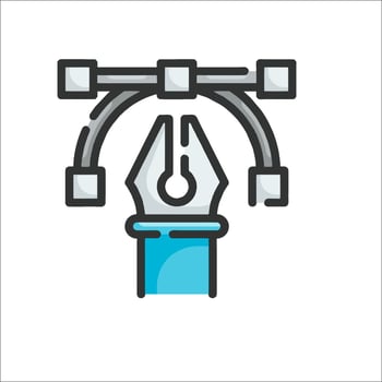 A pen and a pencil are connected to a wire vector