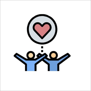 Two people holding hands with a heart above them vector