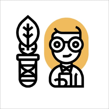 A man with glasses and a plant next to a lamp vector