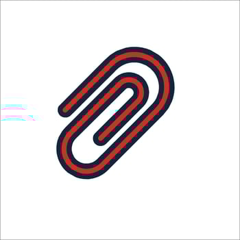 A paper clip icon with red and blue lines vector