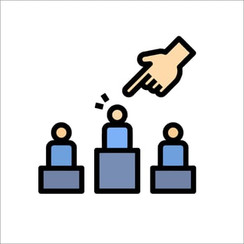 A hand pointing to a group of people vector