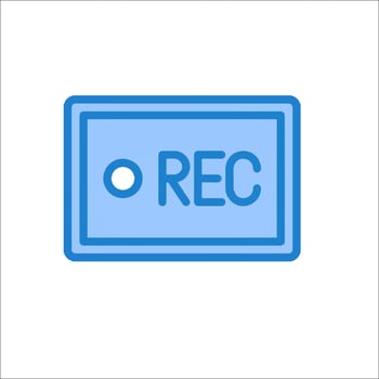 A blue box with the word rec on it vector