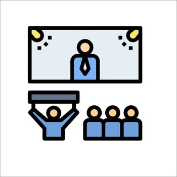 A presentation icon with people in front of a screen vector