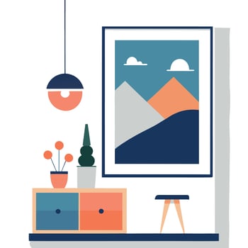 Contemporary Poster Mock up. Scandinavian Interior Design Background. vector