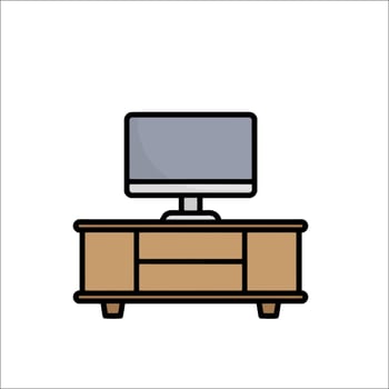 Computer monitor on a desk icon vector