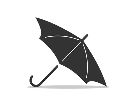 Umbrella icon . Rain protection. Concept for insurance company. Black and white silhouette flat design vector