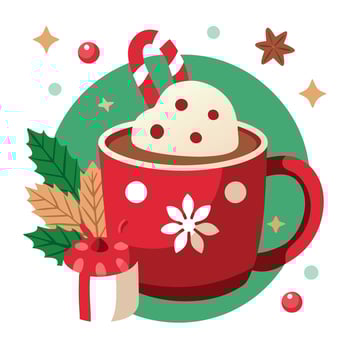 Festive Delights Unveiled. Christmas Hot Cocoa and Marshmallow Charm vector