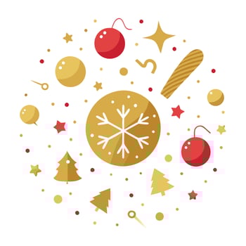 Golden christmas particles and sprinkles for a holiday celebration new year background. vector