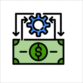 Money and gears icon illustration vector