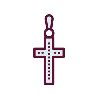 A cross with a silver chain on it vector