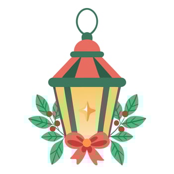 Illustration of watercolor christmas lantern decor isolated. vector