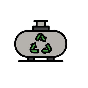 A gas tank with a recycling symbol on it vector