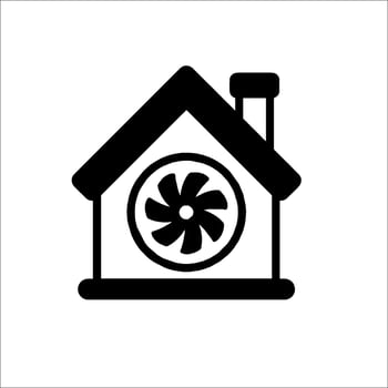 A black and white house with a fan inside vector