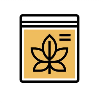 A bag of marijuana with a leaf on it vector