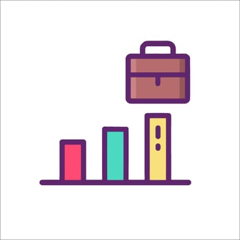 Businessman briefcase icon with bar chart vector