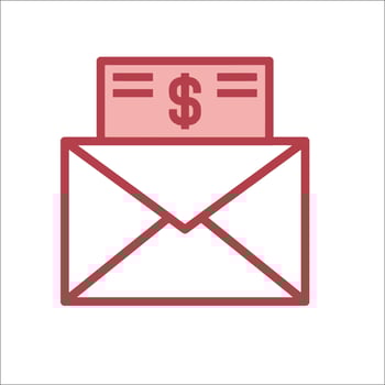 An envelope with money inside and a dollar sign vector